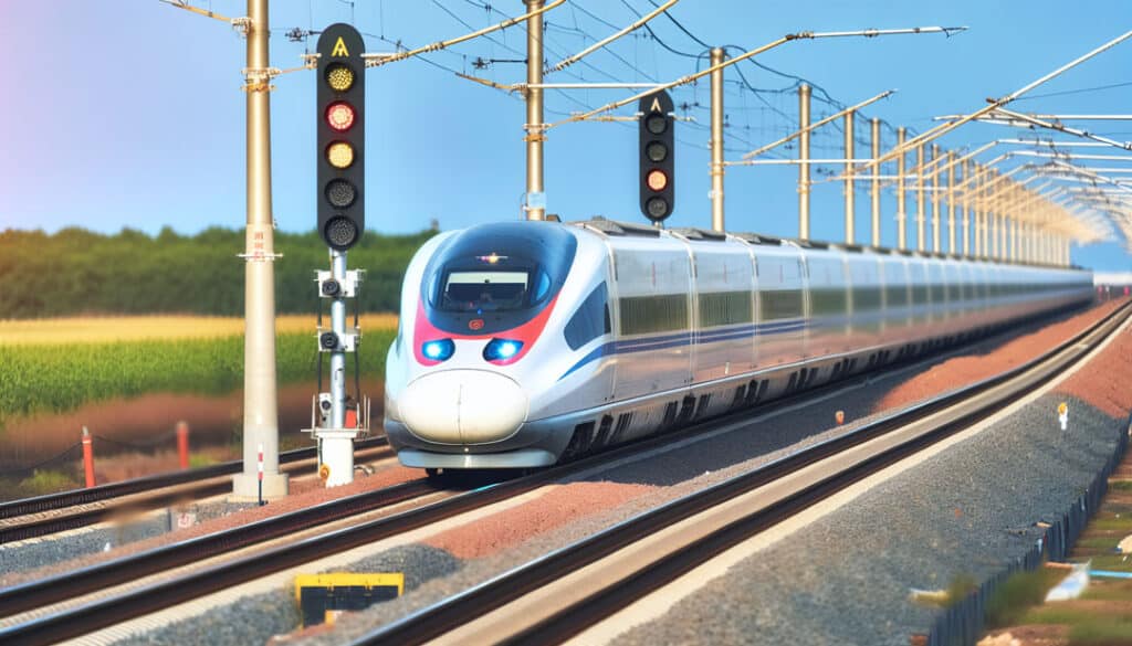 Photo of high-speed train with advanced signalling system